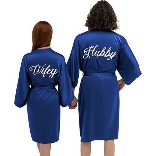 Hubby Wifey Robes Satin Matching Robes for Couples Hubby Wifey Robes Satin Matching Robes for Couples