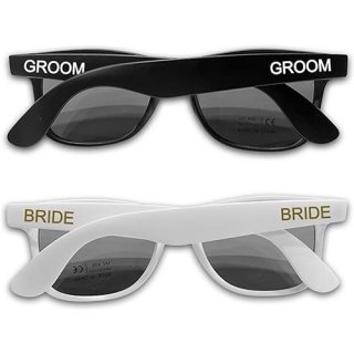 Couples Sunglasses with Groom Bride Printing in Black and White Couples Sunglasses with Groom Bride Printing in Black and White